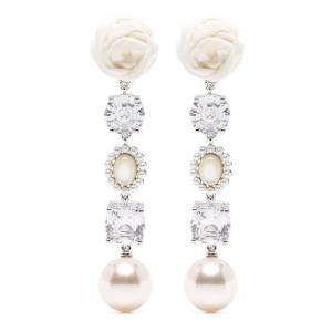 Серьги-подвески с жемчугом и кристаллами SHUSHU/TONG, белый/розовый