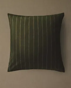 Наволочка Zara Home Striped Cotton And Linen Christmas, 45 х 110 см, темно-зеленый