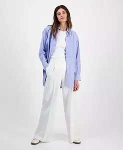 Женские брюки с высокой талией и широкими штанинами BOSS Orange, белый