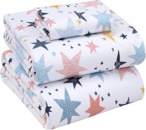 Комплект постельного белья Ruvanti, 3 предмета, 168х260/100х203/51х76 см, белый/звезды