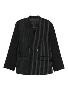 Двубортный пиджак в тонкую полоску Ernest W. Baker, черный