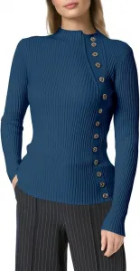 Женская теплая водолазка на пуговицах Slim Fit