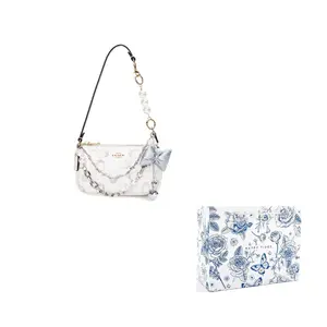 COACH Женская сумка через плечо из лакированного полотна маджонг малая в цвете песок и мел, Moonlit Beauty