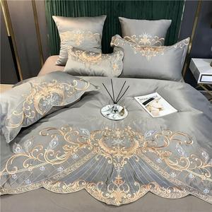 LUOLAI HOME Комплект постельного белья 4 предмета, 1.5 м, пододеяльник 200x230 см, цвет feather king gray