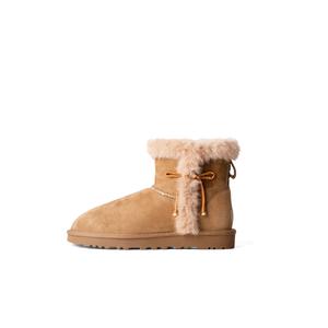 UGG Термостойкие короткие зимние ботинки для женщин, устойчивые к истиранию, коричневые