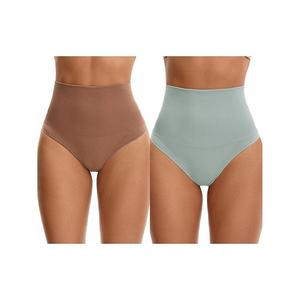 2 упаковки женских стрингов-утягивающего белья для контроля живота с высокой талией Inspire Chic, Blue Coffee