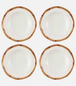 Набор из 4 керамических суповых тарелок bamboo Les-Ottomans, White
