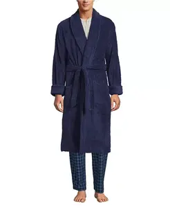 Мужской турецкий махровый халат до икры Lands' End, синий