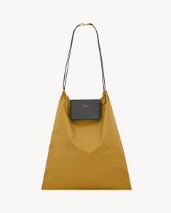 Складной клатч FOULARD из нейлона и кожи SAINT LAURENT, желтый