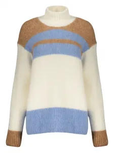 Полосатый свитер с высоким воротником Herno, белый