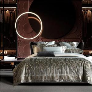 CAIMIAO Комплект постельного белья с золотой кружевной каймой и вышивкой в стиле европейского дворца