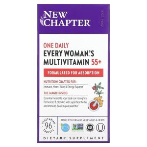 New Chapter, 55+ Every Woman's One Daily, витаминный комплекс на основе цельных продуктов для женщин старше 55 лет, 96 вегетарианских таблеток