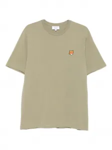 Футболка с вышивкой в виде головы лисы Maison Kitsuné, зеленый