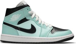 Кроссовки Wmns Air Jordan 1 Mid Aqua Black, синий