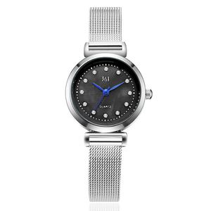 361° Часы женские с кварцевым механизмом на металлическом ремешке, белый циферблат