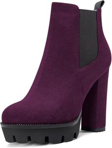 Женские ботильоны Castamere с высоким каблуком, массивной платформой, круглым носком, на щиколотку, короткие ботинки, без застежки, классические ботинки, Purple A