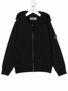 Худи на молнии с нашивкой-логотипом Stone Island Junior, черный