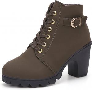 Женские ботильоны ZBYY на среднем каблуке с платформой, кожаные с боковой молнией, закрытым носком, скученным каблуком, подходящие для платья, стиль челси, 7 Green