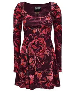 Мини-Платье в стиле барокко с длинными рукавами Versace, фиолетовый