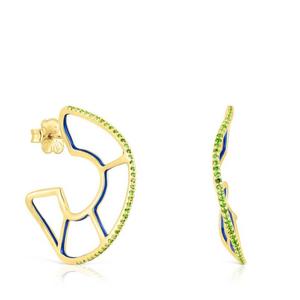 Серьги-кольца Tous Gregal, серебро позолоченное/хромдиопсид