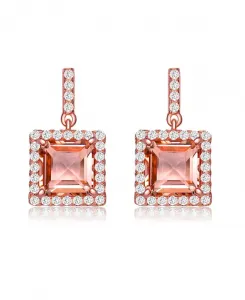 Серьги из 18-каратного розового золота с квадратными кубическими цирконами цвета шампанского Genevive, rose