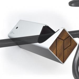 Крепление для велосипеда на стену - Дерево и алюминий - Серебристый - Кебони - D-RACK PARAX, серебристый / черный / темно-коричневый