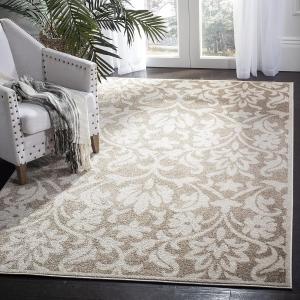 Ковер SAFAVIEH, 92 x 153 см, Amherst Collection - Wheat & Beige, цветочный дизайн, без линьки и простой в уходе, идеален для помещений с высокой проходимостью: прихожая, гостиная, спальня (AMT424S)