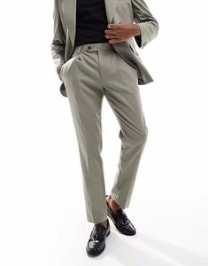 Узкие брюки из льняной смеси цвета хаки Asos Design