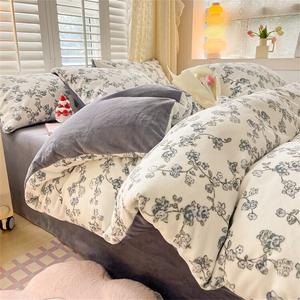 Yalu Пододеяльник 180х220 см, зимний молочный велюр, антистатик, без ворса, цвет Wisteria