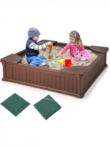 Costway Песочница из коричневого полиэтилена высокой плотности