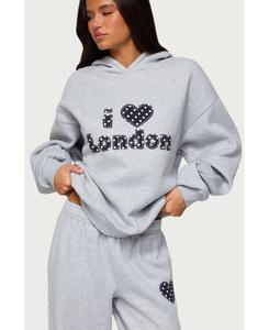 Женская толстовка с надписью "I Heart London" Edikted, Gray-melange