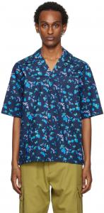 Темно-синяя рубашка с графическим рисунком Marni