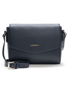 Сумка через плечо Bologna Leather, кожа, 22 см, цвет: темно-синий Lazarotti