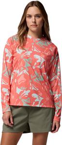 Женская футболка Columbia PFG Super Tidal с длинным рукавом для рыбалки, цвет Melonade Florafauge/белый, размер X-Small