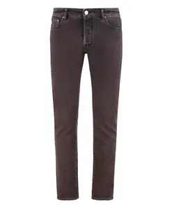 Джинсы прямого кроя с кожаным логотипом. Moorer, коричневый