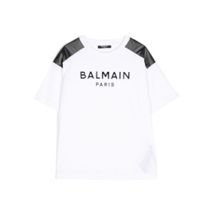 Balmain Kids футболка с нашивкой-логотипом, белый