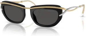 Женские квадратные солнцезащитные очки Swarovski Sk7026, Black/Dark Grey