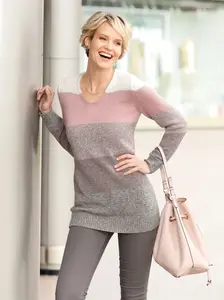 Classic Basics Длинный пуловер "Длинный пуловер", цвет Hortensie-Ecru-Meliert