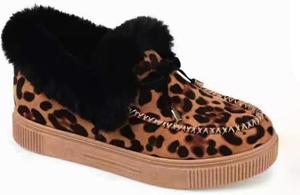 Женские ботинки с круглым носком, толстой подошвой, ортопедической поддержкой свода стопы, шерстяной теплой подкладкой, хлопковые утепленные обувь, ортопедическая обувь для женщин No Brand, Leopard Print 9.5