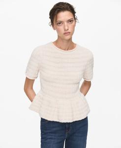 Женский фактурный свитер с оборками MANGO, Ecru