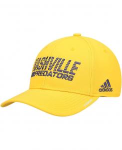 Мужская золотистая бейсболка Nashville Predators 2021 раздевалка AEROREADY Flex Hat adidas