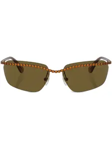 Солнцезащитные очки в прямоугольной оправе Swarovski, коричневый