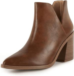 Женские ботильоны Kathemoi, сапоги без застежки, V-образный вырез, заостренный носок, массивные, с устойчивым каблуком средней высоты, 1-Braun