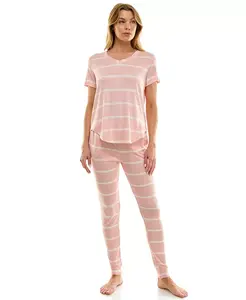 Пижамный комплект из футболки с V-образным вырезом и спортивных брюк Roudelain, розовый