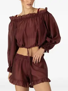 Пляжный комплект Luna с оборками Paramidonna, коричневый