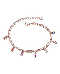 Детский/Подростковый браслет с разноцветными радужными кубическими цирконами Gigigirl, pink