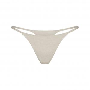 Трусы-стринги Skims Lightweight Cotton Thong, овсяный вереск