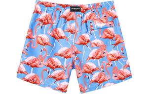 Шорты пляжные мужские Blue Background Flamingo SURFCUZ, синий фон с фламинго