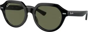 Женские солнцезащитные очки Ray-Ban Rb4399f Gina с низкой переносицей и квадратной формой, Black/Green Polarized