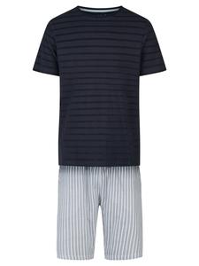 Phil & Co. Berlin Короткая пижама 'Classic' в темно-синем, сером, белом